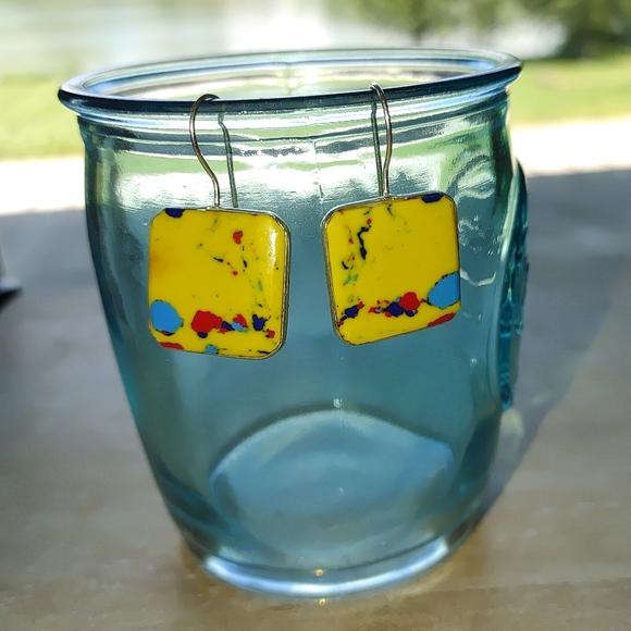 Color-enhanced Mosaic Jasper Earrings - Picture 6 of 9